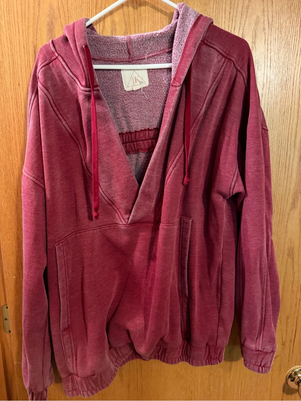 JK Designs Wine-Rose Hooded Pullover Sweatshirt